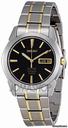 Seiko Two-tone Titanium Black Dial Mens Watch SGG735