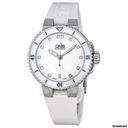 Oris Divers Date White Dial Automatic Rubber Ladies Watch 01 733 7652 4191 07