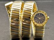 Bulgari 18k W/G & Y/G Black Dial Ladies Snake Tubogas BB191T
