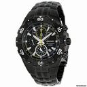 Seiko Stainless Steel Black Dial Chronograph Alarm Mens Watch SNAD37