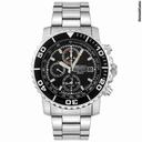 Seiko Chronograph Black Dial Stainless Steel Mens Watch SNA225