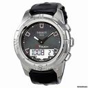 Tissot T-Touch II Black Mother of Pearl Diamond Titanium Ladies Watch T0472204612600