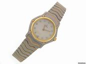 Ebel "Classic Wave", small, Stahl/Gold, Brillantbesatz auf Ziff.