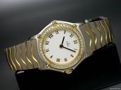 Ebel "Classic Wave" Damenuhr in Edelstahl/Gelbgold -Diamantbesatz