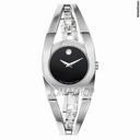 Movado Amorosa Stainless Steel Black Dial Ladies Watch 0606394