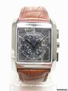 Baume & Mercier Hampton Square chronographe steel/acier sur cuir cadran noir/black dial avec triple echelle tachymetrique