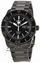 Seiko 5 Black Dial Black Stainless Steel Automatic Mens Watch SNZH59