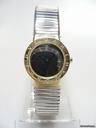 Bulgari Tubogas taille medium size steel and gold/or et acier cadran noir/black dial