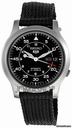 Seiko 5 Black Dial Black Canvas Strap Automatic Mens Watch SNK809K2
