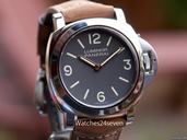 Panerai PAM 390 Luminor Base Stainless Steel Tobacco Dial Gold Hands 44 mm Special Ed.