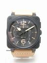 Bell & Ross Aviation BR03-94S chronographe "Military" PVD steel/acier sur cuir cadran noir/black dial