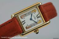 Cartier Tank Vermeil Quartz 925 Silber Vergoldet