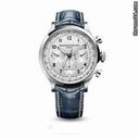 Baume & Mercier and  Capeland Silver Dial Chronograph Blue Leather Mens Watch MOA10063
