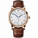 A Lange and Sohne Silver Dial 18kt Rose Gold Brown Leather Strap Men's Watch 233032