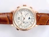 A.Lange Sohne Datograph Perpetual 410.032 41mm Mens Brown Crocodile Leather Strap Watch