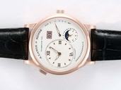 A.Lange Sohne Lange 1 Moonphase 109.032 Mens Black Crocodile Leather Strap Round Watch
