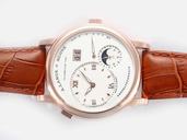 A.Lange Sohne Lange 1 Moonphase 109.032 Rose Gold Case White Dial Round Watch
