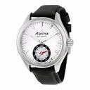 Alpina Horological Smartwatch Silver Sunray Black Leather Men's Watch AL-285S5AQ6