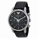 Armani Black Dial Chronograph Leather Men's Watch AR1733