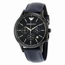 Armani Blue "Herringbone" Pattern Dial Chronograph Leather Men's Watch AR2481