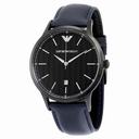 Armani Blue "Herringbone" Pattern Dial Leather Men's Watch AR2479