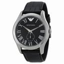 Armani Classic Black Dial Black Leather Strap Men's Watch AR1703