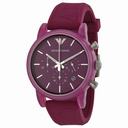 Armani Classic Chronograph Fuchsia Dial Fuchsia Silicone Strap Unisex Watch AR10