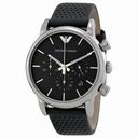 Armani Classic Chronograph Grey Dial Grey Leather Strap Men's Watch AR1735