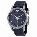Armani Classic Chronograph Navy Dial Navy Leather Strap Men's Watch AR1736