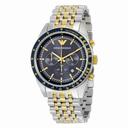 Armani Navy Blue Dial Chronograph Two Tone Stainless Steel Men's Watch AR6088