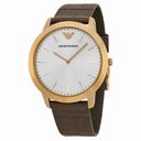 Armani Retro Silver Dial Brown Leather Strap Men's Watch AR1743