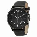 Armani Sportivo Chronograph Black Dial Black Leather Strap Men's Watch AR2461