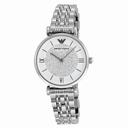 Armani White Crystal Pave Dial Stainless Steel Ladies Watch AR1925