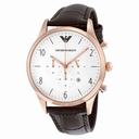 Armani White Dial Chronograph Leather Men's Watch AR1916