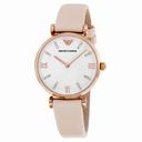 Armani White Dial Pale Pink Leather Ladies Watch AR1927