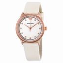Armani White Dial Pale Pink Leather Strap Ladies Watch AR1913