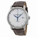 Baume and Mercier Classima Executives Automatic Silver Guilloche Dial Brown Leather Strap Men's Watch 8731