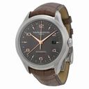 Baume and Mercier Clifton Dual Time Grey Dial Brown Alligator Leather Men's Watch 10111