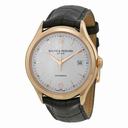 Baume and Mercier Clifton Silver Dial 18kt Rose Gold Black Alligator Leather Men's Watch 10058