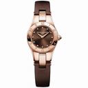 Baume and Mercier Linea Brown Diamond Dial 18kt Rose Gold Brown Satin Ladies Watch 10090