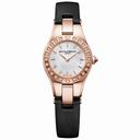 Baume and Mercier Linea Mother of Pearl Dial 18kt Rose Gold Black Satin Ladies Watch 10091