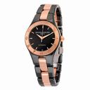 Baume et Mercier Linea Black Dial Ceramic and Rose Gold-Plated Stainless Steel Automatic Ladies Watch MOA10069