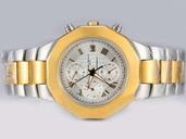 Baume Mercier Riviera XXL 8625 Silver 18k Gold Strap Round White Dial Watch