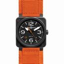 Bell and Ross Aviation Black Dial Orange Canvas Strap Automatic Men's Watch BR0392-O-CA