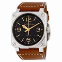 Bell and Ross Aviation Gold Heritage Black Dial Leather Men's Watch BR0392-GOLD-HER