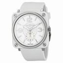 Bell and Ross Aviation White Dial Ceramic Unisex Watch BRS-WHT-CER-RUBB