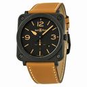 Bell and Ross Black Dial Beige Calfskin Leather Men's Watch BLRBRS-HERI-CEM