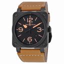 Bell and Ross Heritage Ceramic Black Dial Tan Leather Men's Watch BR0392-CERAM-HER