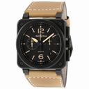 Bell and Ross Heritage Chronograph Black Dial Beige Leather Men's Watch BR0394-HERI-CE