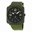 Bell and Ross Military Olive Green Ceramic Rubber Strap Men's Watch BRS-CERAM-MIL